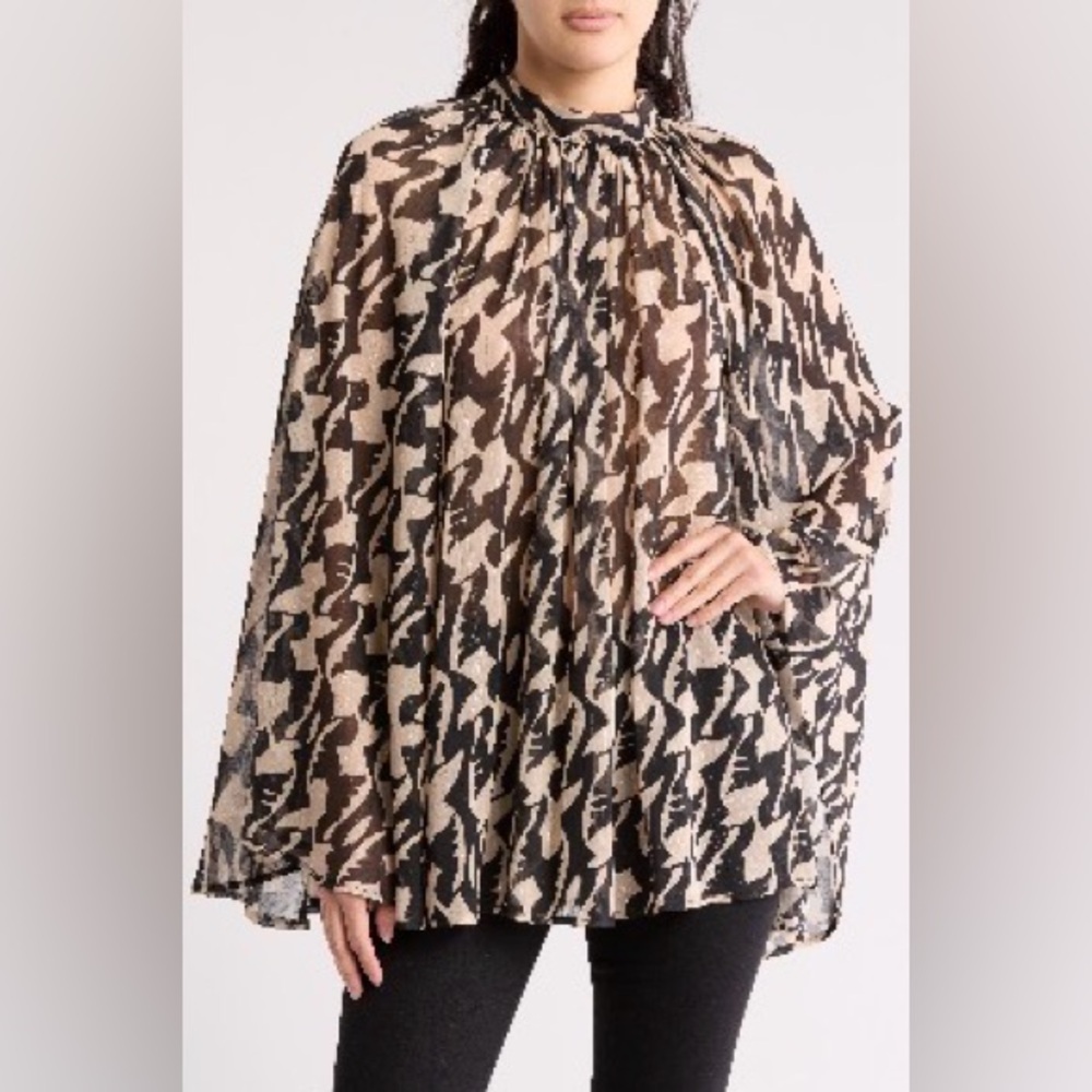 Renee C. Bell Sleeve Mesh Blouse